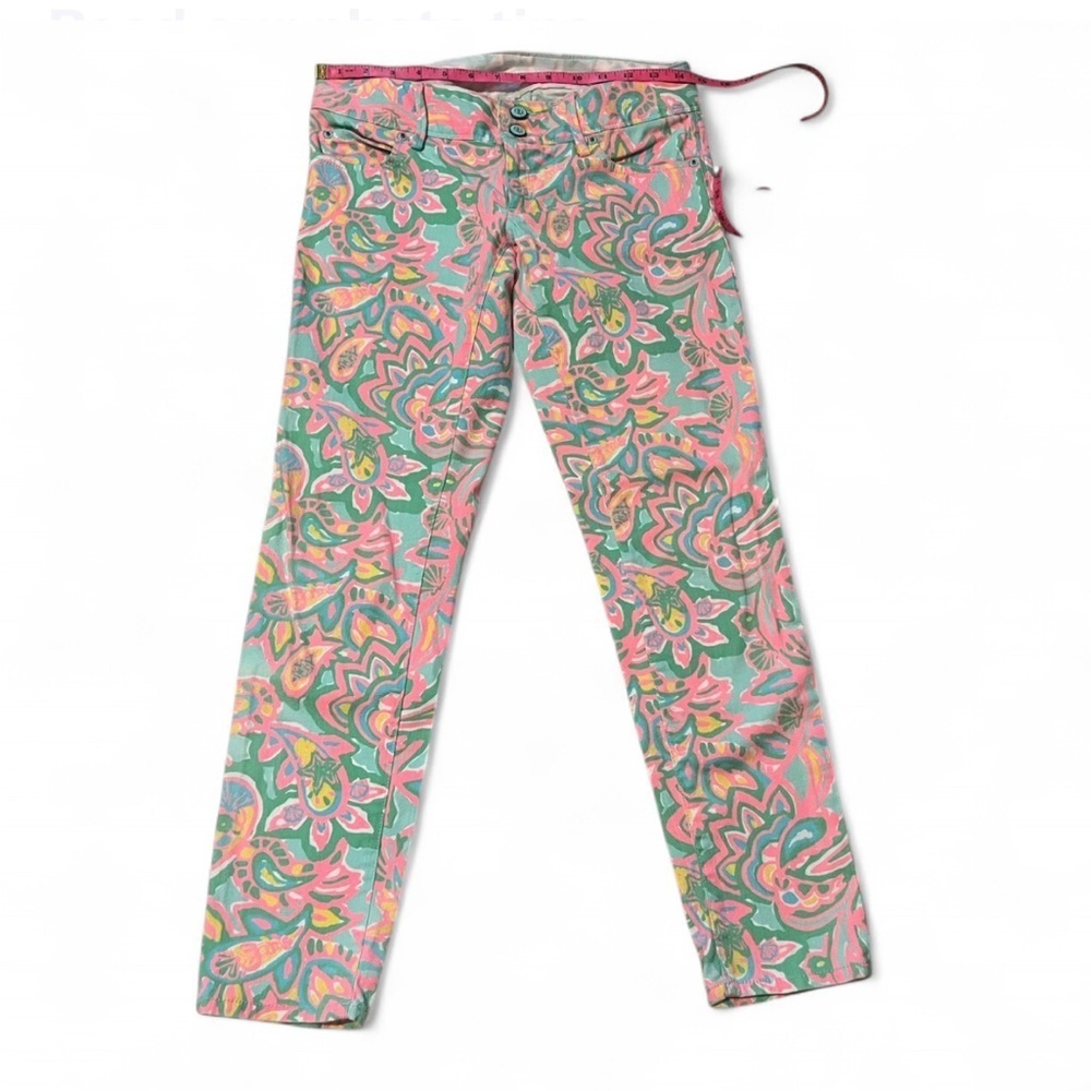 Lilly Pulitzer Worth Skinny Mini Jeans – Sand Bar Blue “Make A Splash” – Size 00 - Picture 8 of 15